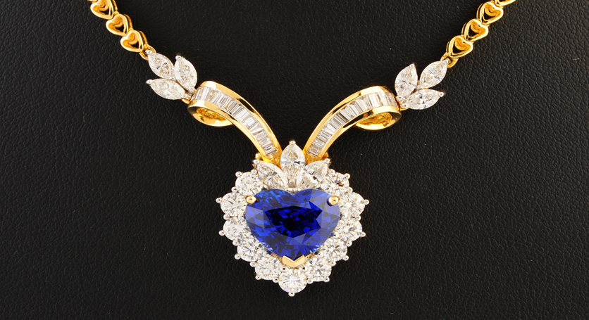18K Yellow Gold with Sapphire and Diamond Necklace