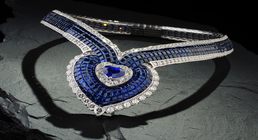 18K White Gold with Sapphire and Diamond Necklace