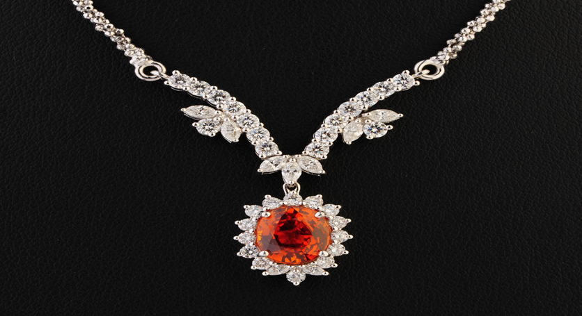 18K White Gold with Yellow Sapphire and Diamond Necklace