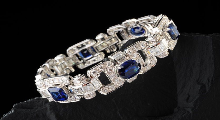 18K White Gold with Sapphire and Diamond Bangle