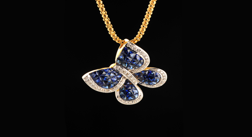 18K Yellow Gold with Sapphire and Diamond Pendant