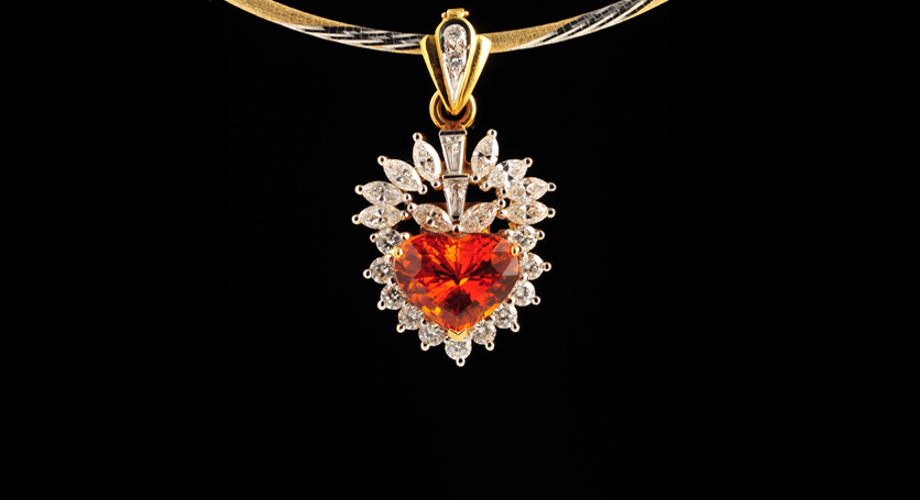 18K Yellow Gold with Yellow Sapphire and Diamond Pendant