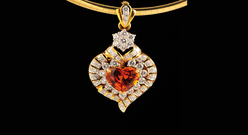 18K Yellow Gold with Yellow Sapphire and Diamond Pendant