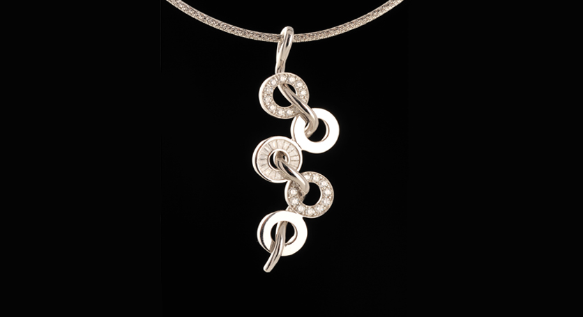 18K White Gold with Diamond Pendant