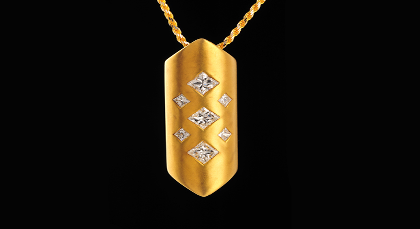 18K Yellow Gold with Diamond Pendant