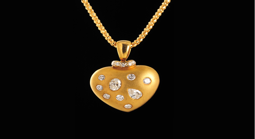 18K Yellow Gold with Diamond Pendant