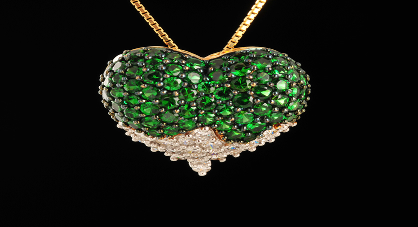 18K Yellow Gold with Tsavorite and Diamond Pendant