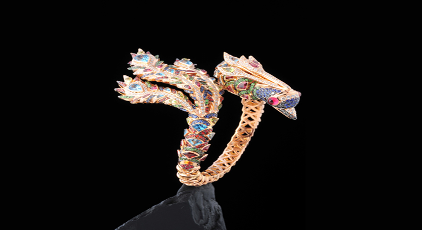 18K Yellow Gold with Multicolor Stones and Diamond Ring