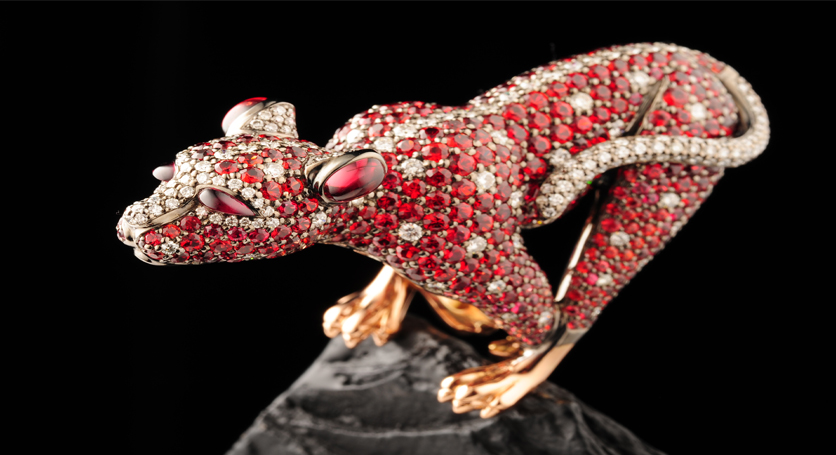 18K Yellow Gold with Multicolor Stones and Diamond Ring