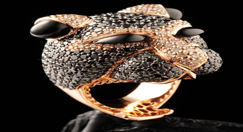 18K Yellow Gold with Multicolor Stones and Diamond Ring