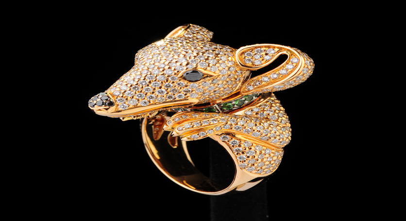 18K Yellow Gold with Tsavorite and Diamond Ring