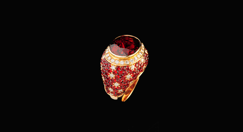 18K Yellow Gold with Multicolor Stones and Diamond Ring