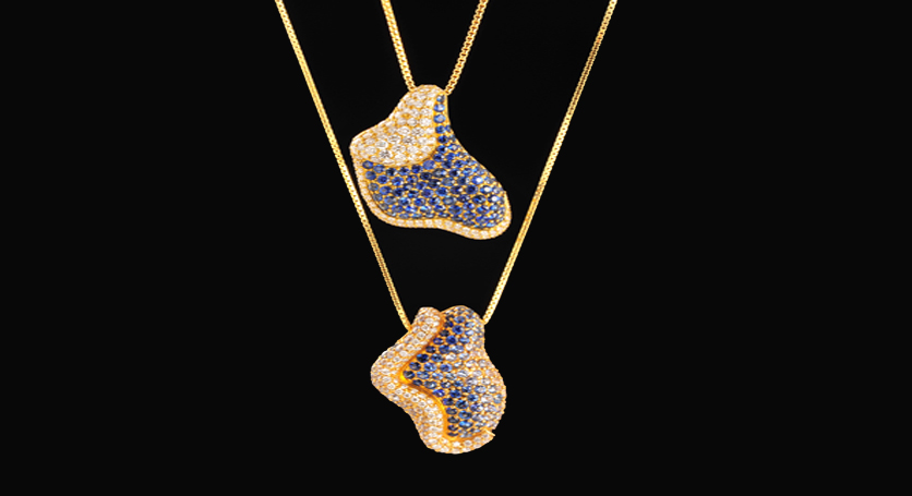 18K Yellow Gold with Sapphire and Diamond Pendant
