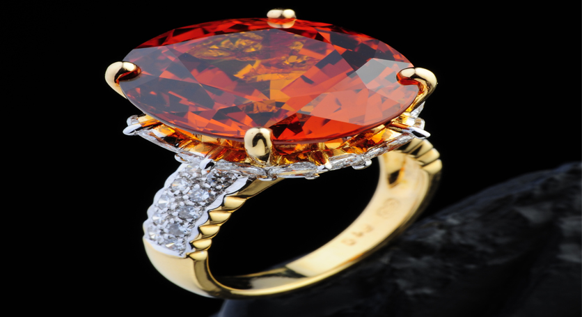 18K Yellow Gold with Yellow Sapphire and Diamond Ring