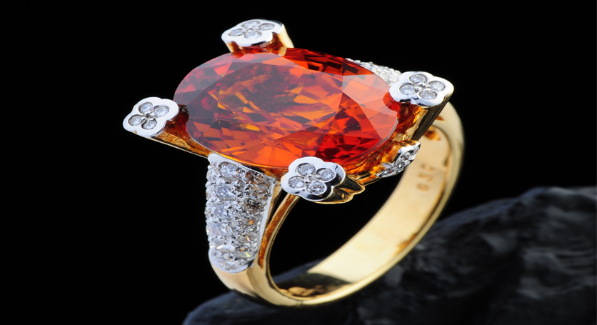 18K Yellow Gold with Yellow Sapphire and Diamond Ring