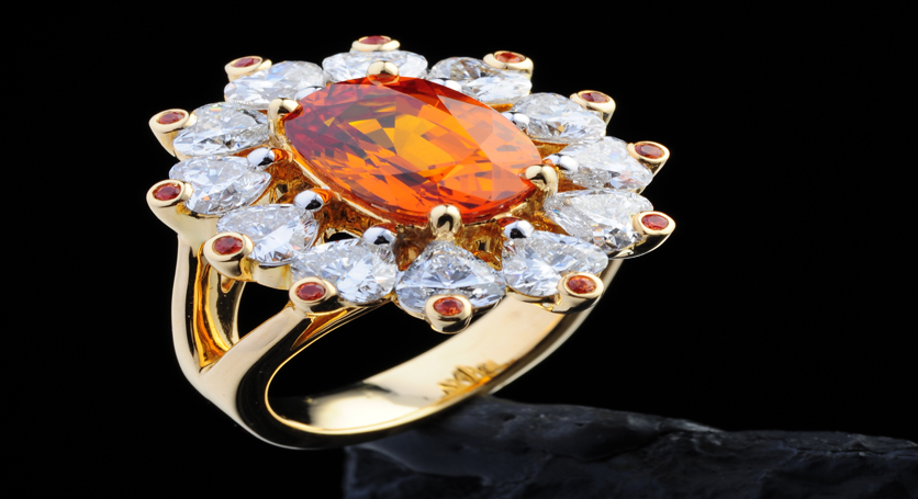 18K Yellow Gold with Yellow Sapphire and Diamond Ring