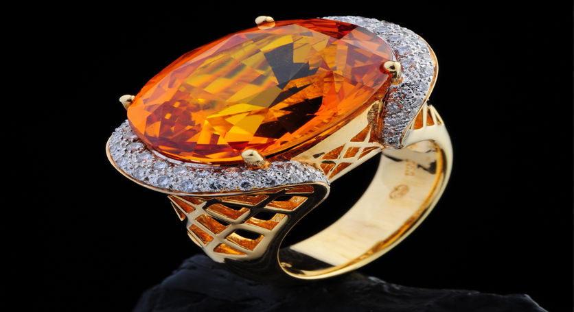 18K Yellow Gold with Yellow Sapphire and Diamond Ring