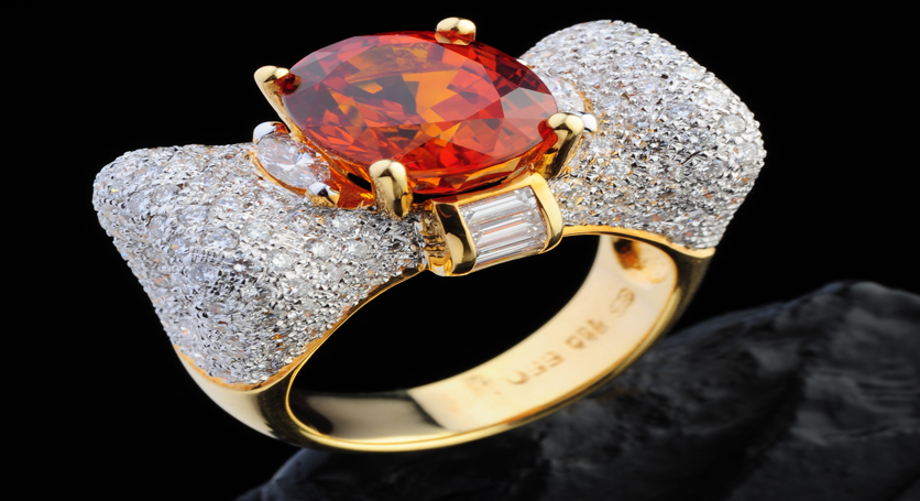 18K Yellow Gold with Yellow Sapphire and Diamond Ring