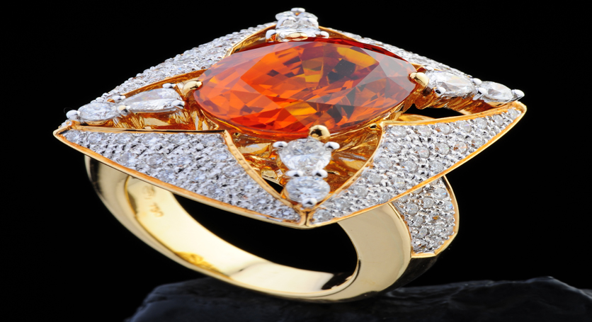 18K Yellow Gold with Yellow Sapphire and Diamond Ring