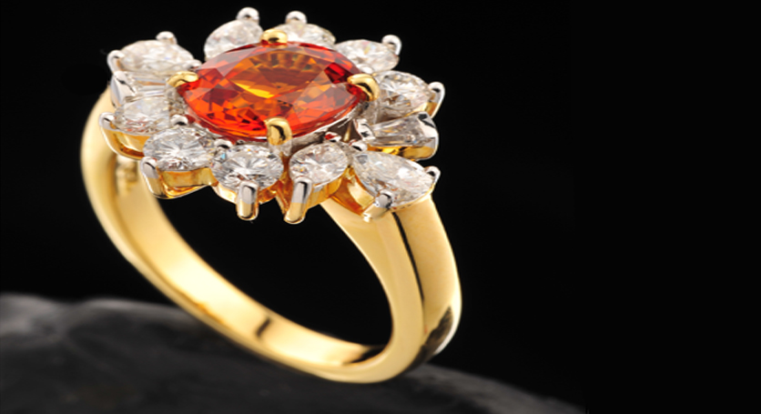 18K Yellow Gold with Yellow Sapphire and Diamond Ring