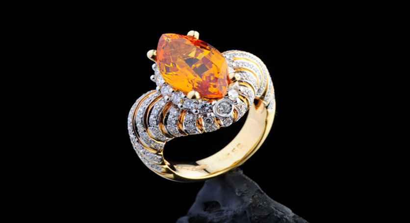 18K Yellow Gold with Yellow Sapphire and Diamond Ring