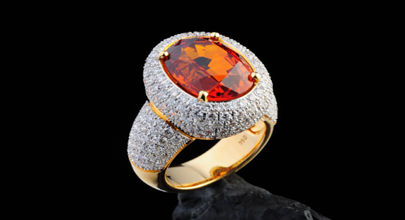 18K Yellow Gold with Yellow Sapphire and Diamond Ring