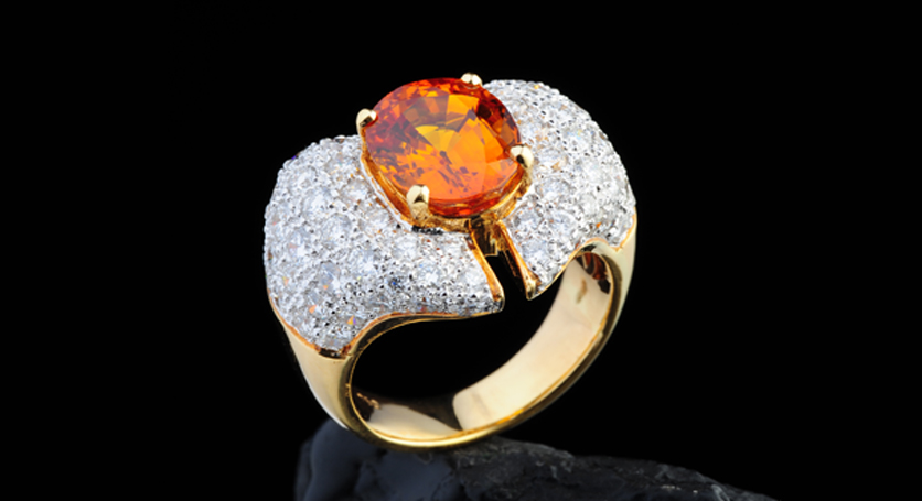 18K Yellow Gold with Yellow Sapphire and Diamond Ring