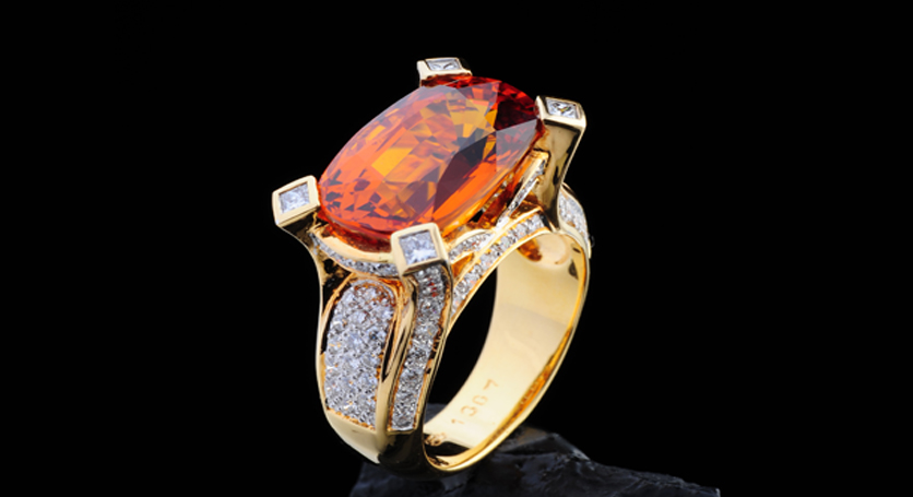 18K Yellow Gold with Yellow Sapphire and Diamond Ring