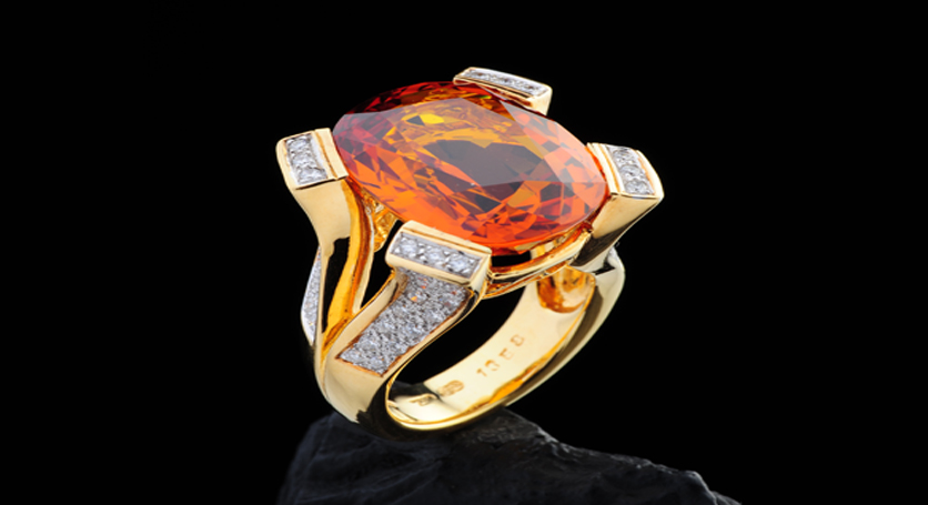 18K Yellow Gold with Yellow Sapphire and Diamond Ring