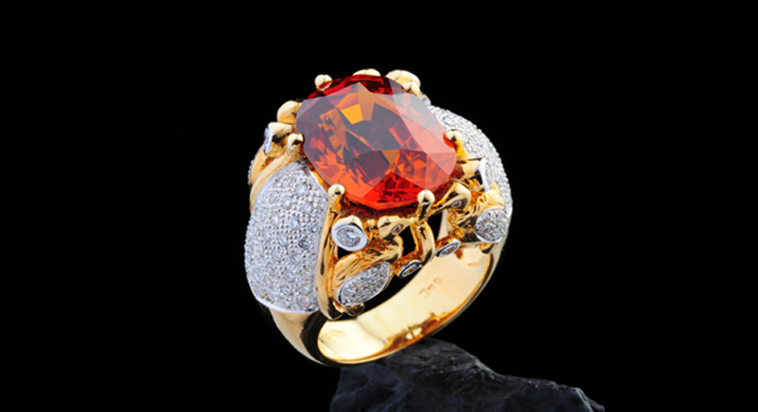 18K Yellow Gold with Yellow Sapphire and Diamond Ring