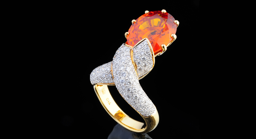 18K Yellow Gold with Yellow Sapphire and Diamond Ring