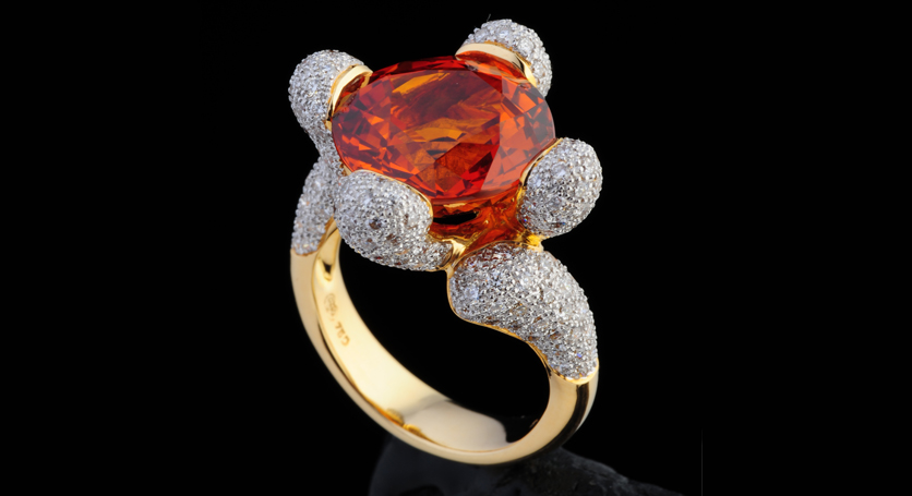 18K Yellow Gold with Yellow Sapphire and Diamond Ring