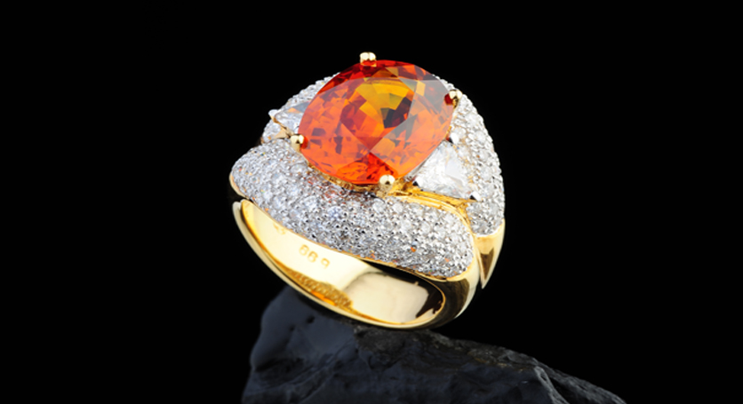 18K Yellow Gold with Yellow Sapphire and Diamond Ring