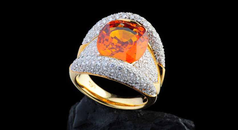 18K Yellow Gold with Yellow Sapphire and Diamond Ring