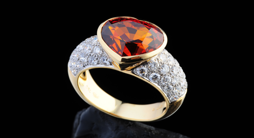 18K Yellow Gold with Yellow Sapphire and Diamond Ring