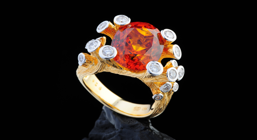 18K Yellow Gold with Yellow Sapphire and Diamond Ring