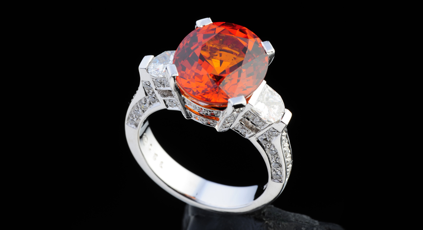 18K White Gold with Yellow Sapphire and Diamond Ring