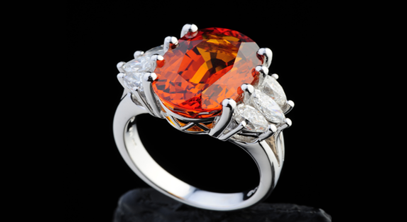 18K White Gold with Yellow Sapphire and Diamond Ring