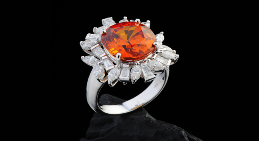 18K White Gold with Yellow Sapphire and Diamond Ring