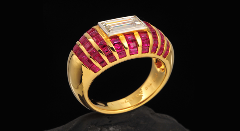 18K Yellow Gold with Ruby and Diamond Ring