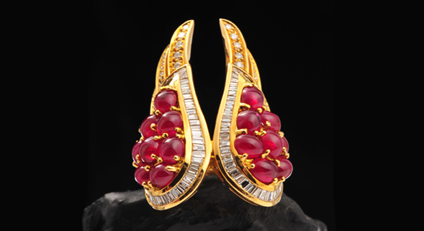 18K Yellow Gold with Ruby and Diamond Ring