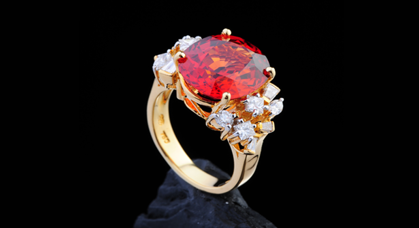 18K Yellow Gold with Ruby and Diamond Ring