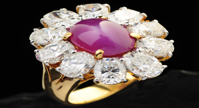 18K Yellow Gold with Ruby and Diamond Ring