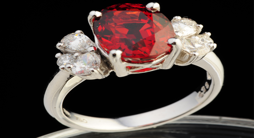 Platinum with Ruby and Diamond Ring