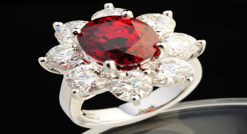 Platinum with Ruby and Diamond Ring