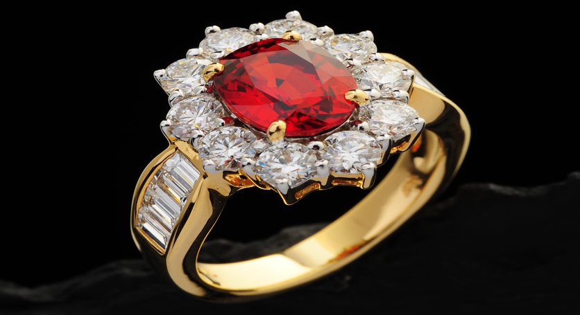 18K Yellow Gold with Ruby and Diamond Ring