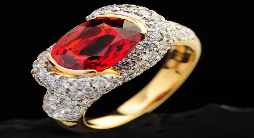 18K Yellow Gold with Ruby and Diamond Ring