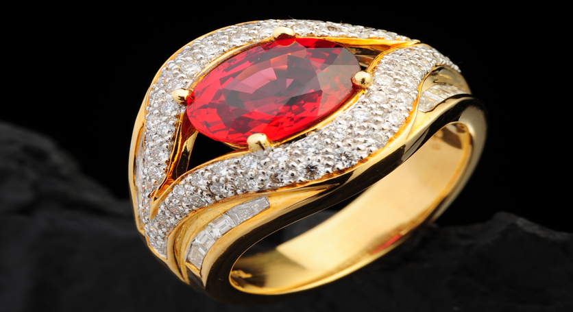 18K Yellow Gold with Ruby and Diamond Ring