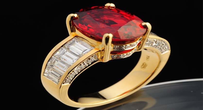 18K Yellow Gold with Ruby and Diamond Ring