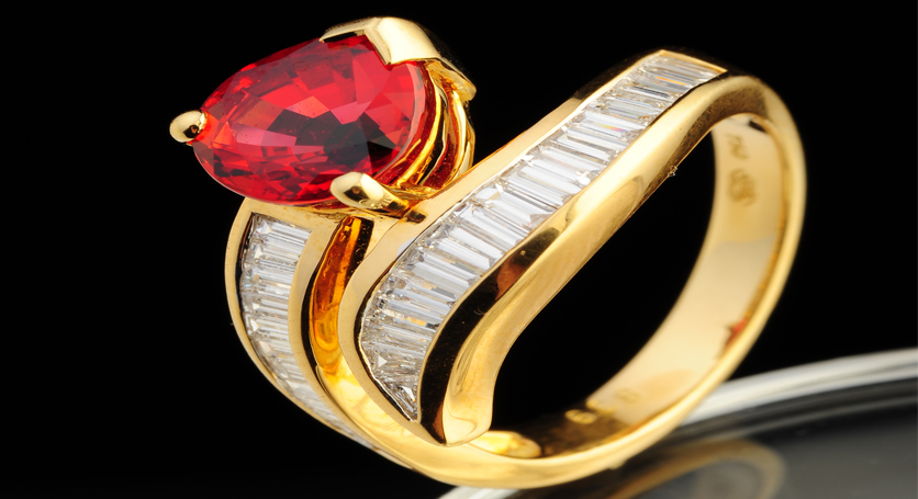 18K Yellow Gold with Ruby and Diamond Ring